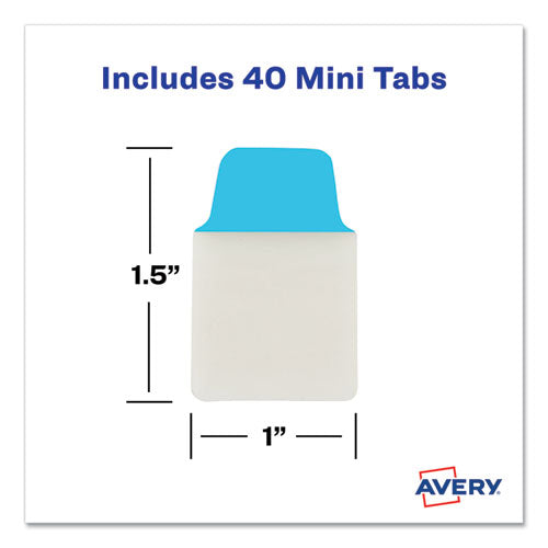 Image of Avery® 74760 Ultra Tabs Repositionable Tabs, Mini Tabs: 1" x 1.5", 1/5-Cut, Assorted Colors, 40/Pack