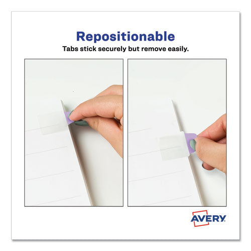 Image of Avery® 74761 Ultra Tabs Repositionable Tabs, Mini Tabs: 1" x 1.5", 1/5-Cut, Assorted Pastel Colors, 40/Pack