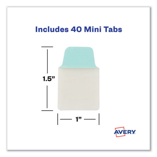 Image of Avery® 74761 Ultra Tabs Repositionable Tabs, Mini Tabs: 1" x 1.5", 1/5-Cut, Assorted Pastel Colors, 40/Pack