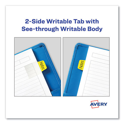 Image of Avery® 74762 Ultra Tabs Repositionable Tabs, Mini Tabs: 1" x 1.5", 1/5-Cut, Assorted Neon Colors, 80/Pack