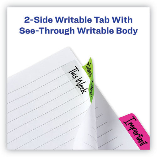 Image of Avery® 74767 Ultra Tabs Repositionable Tabs, Margin Tabs: 2.5" x 1", 1/5-Cut, Assorted Neon Colors, 24/Pack
