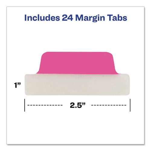 Image of Avery® 74767 Ultra Tabs Repositionable Tabs, Margin Tabs: 2.5" x 1", 1/5-Cut, Assorted Neon Colors, 24/Pack