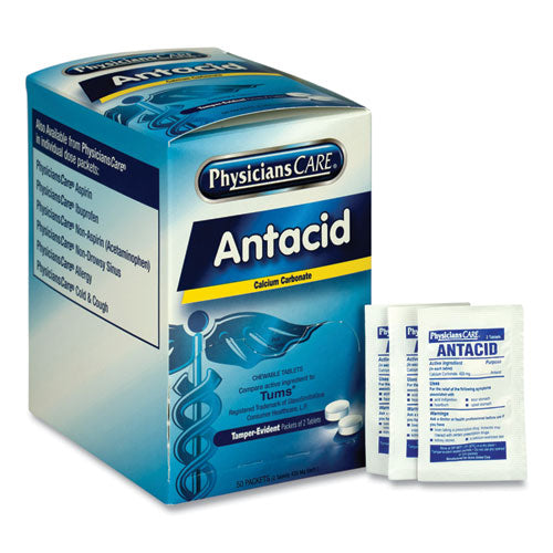 Image of PhysiciansCare® 90089 Antacid Calcium Carbonate Medication, Two-Pack, 50 Packs/box