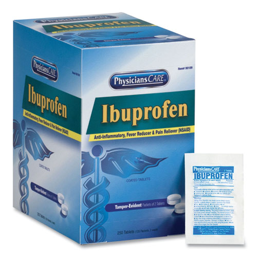 Image of PhysiciansCare® 90109-001 Ibuprofen Pain Reliever Tablets, Two-Pack, 125 Packs/Box