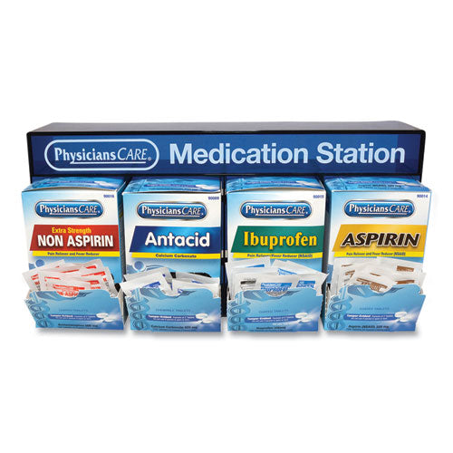 Image of PhysiciansCare® 90780 Medication Station, Aspirin, Ibuprofen, Non Aspirin Pain Reliever, Antacid