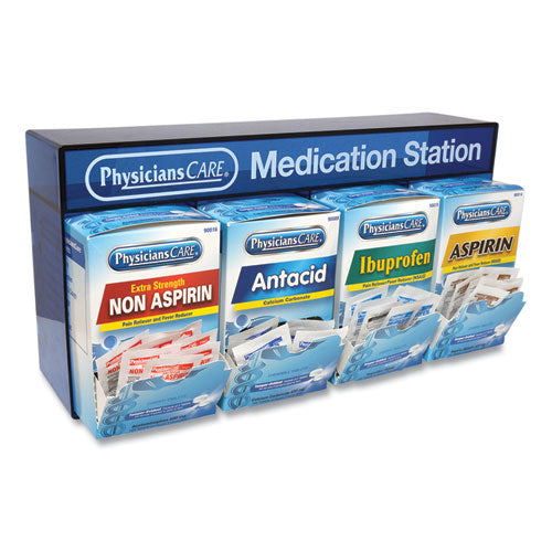 Image of PhysiciansCare® 90780 Medication Station, Aspirin, Ibuprofen, Non Aspirin Pain Reliever, Antacid