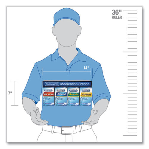 Image of PhysiciansCare® 90780 Medication Station, Aspirin, Ibuprofen, Non Aspirin Pain Reliever, Antacid
