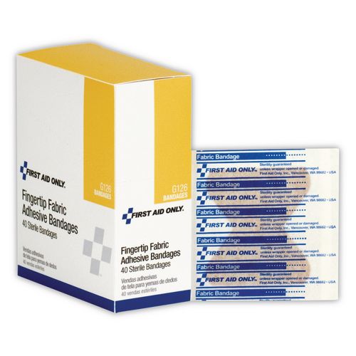 Image of PhysiciansCare® by First Aid Only® G-126/ACM12943 First Aid Fingertip Bandages, 1.75 X 3, 40/box