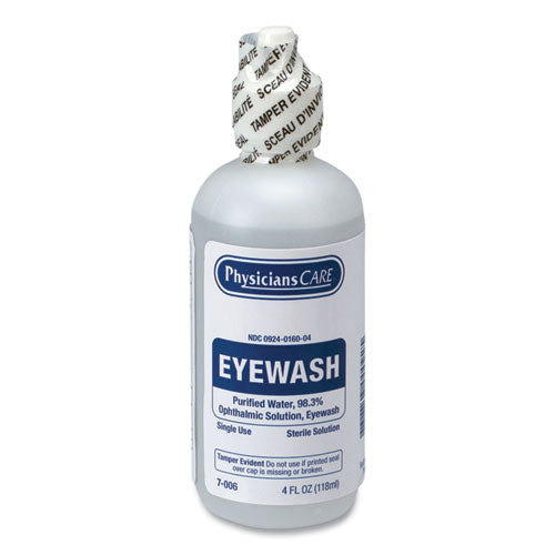 Image of PhysiciansCare® by First Aid Only® 7-006 First Aid Refill Components Disposable Eye Wash, 4 oz. Bottle