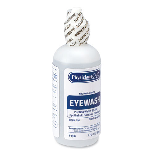 Image of PhysiciansCare® by First Aid Only® 7-006 First Aid Refill Components Disposable Eye Wash, 4 oz. Bottle