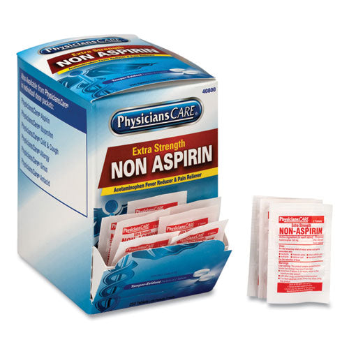 Image of PhysiciansCare® 40800-001 Pain Relievers/Medicines, XStrength Non-Aspirin Acetaminophen, 2/Packet, 125 Packets/Box