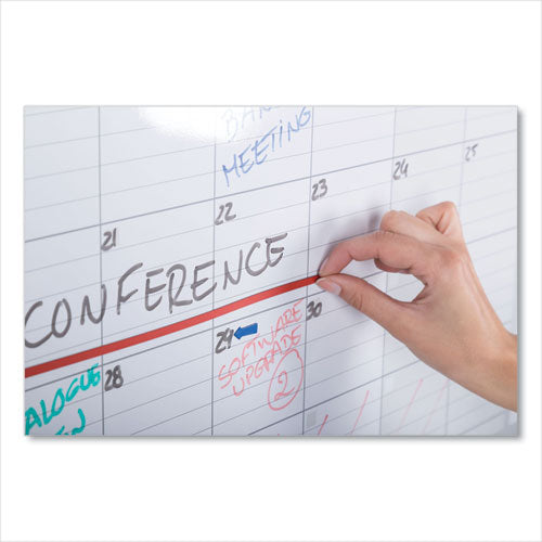 Image of MasterVision® GA0597830 Magnetic Dry Erase Calendar Board, Monthly Planning/Scheduling, 48" x 36", White Surface, Satin Aluminum Frame
