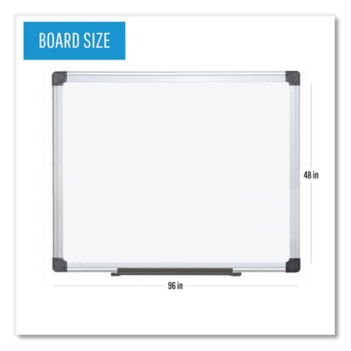 Image of MasterVision® MA2107170 Value Lacquered Steel Magnetic Dry Erase Board, 96" x 48", White Surface, Satin Aluminum Frame