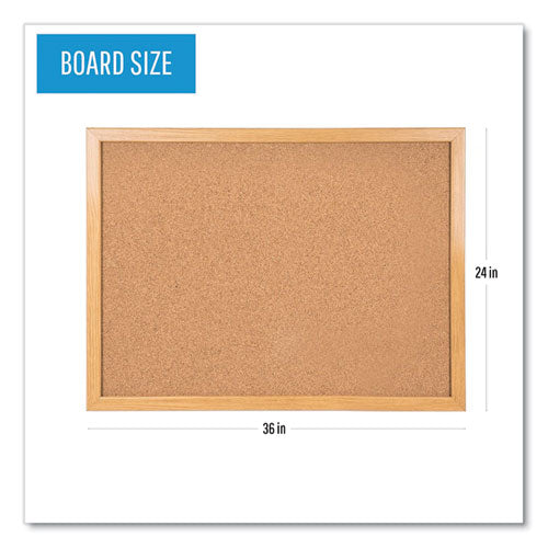 Image of MasterVision® MC070014231 Value Cork Board with Oak Frame, 24" x 36", Brown Surface, Natural Oak Frame