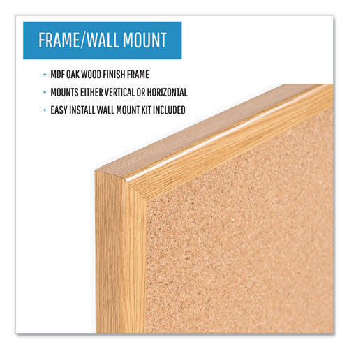 Image of MasterVision® MC070014231 Value Cork Board with Oak Frame, 24" x 36", Brown Surface, Natural Oak Frame