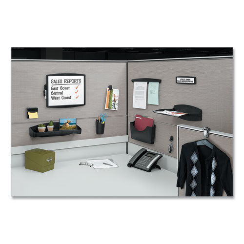 Image of Fellowes® 75906 Plastic Partition Additions Nameplate, 9 x 0.75 x 2.5, Dark Graphite Frame