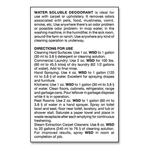 Image of Big D Industries 161800 Water-Soluble Deodorant, Lemon Scent, 1 Gal Bottle, 4/carton