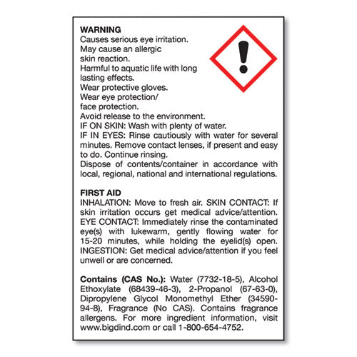 Image of Big D Industries 135800 Water-Soluble Deodorant, Mountain Air, 1 Gal Bottle, 4/carton