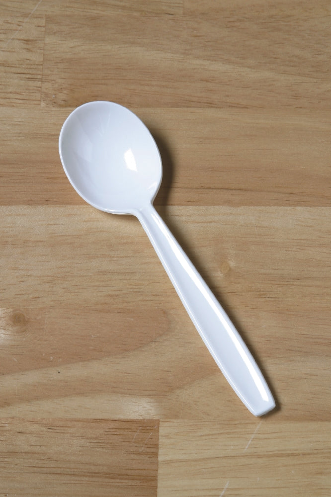 Image of SKILCRAFT® Bouillon Spoon, Plastic Flatware, Type III,  Heavy Duty, White, 5-1/2"