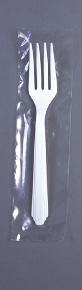 Image of SKILCRAFT® Fork, Plastic Flatware, Type III, Heavy-Duty, White, 5-5/16", Individually Wrapped