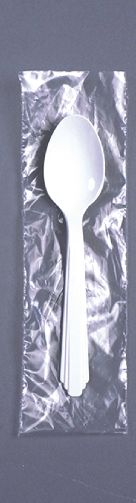 Image of SKILCRAFT® Teaspoon, Plastic Flatware Type III, Heavy-Duty, White, 6", Individually Wrapped