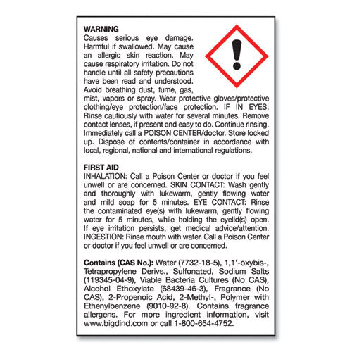 Image of Big D Industries 050000 Enzym D Digester Liquid Deodorant, Lemon, 32 Oz Bottle, 12/carton