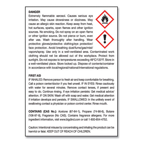 Image of Big D Industries 047200 Metered Concentrated Room Deodorant, Fresh Linen Scent, 7 Oz Aerosol Spray, 12/box