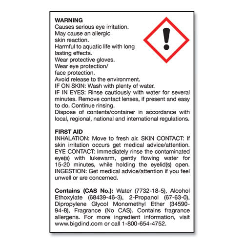 Image of Big D Insdustries Water-Soluble Deodorant, Mountain Air, 32 Oz Bottle, 12/carton