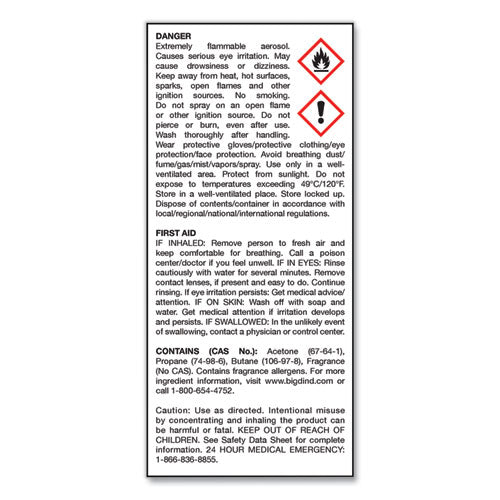 Image of Big D Industries 034400 Odor Control Fogger, Mountain Air Scent, 5 Oz Aerosol Spray, 12/carton