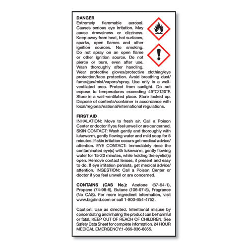 Image of Big D Industries 20200 Fire D One Shot Aerosol, 5 Oz Aerosol Spray, 12/carton