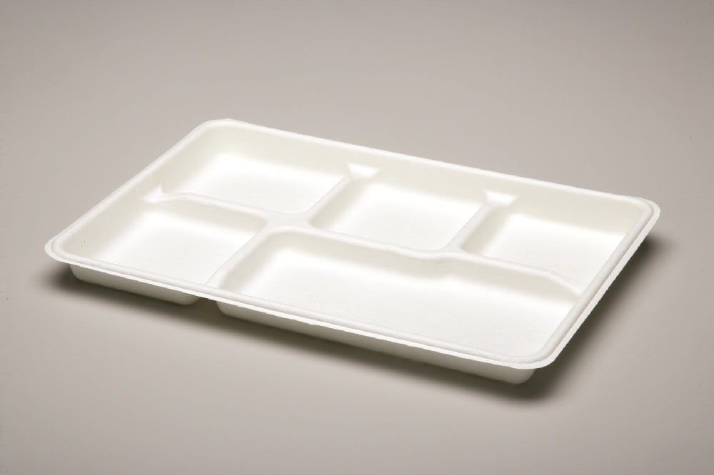 Mess Tray, 5 Compartment, White