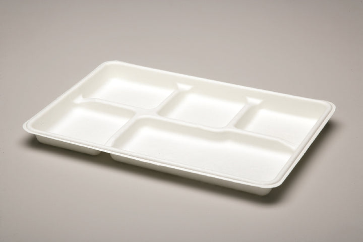 Mess Tray, 5 Compartment, White