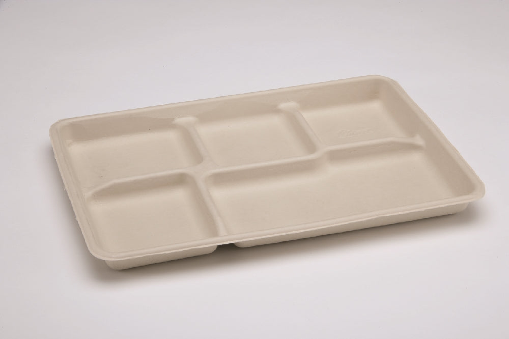 Image of SKILCRAFT® Mess Tray, 5 Compartment, Tan, 12-1/2" x 8-1/2"