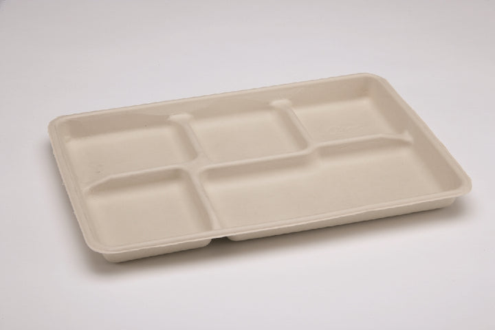 Image of SKILCRAFT® Mess Tray, 5 Compartment, Tan, 12-1/2" x 8-1/2"