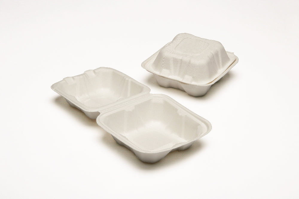 Image of SKILCRAFT® Clamshell Hinged Lid To Go Food Containers, 6" x 6" x 3"