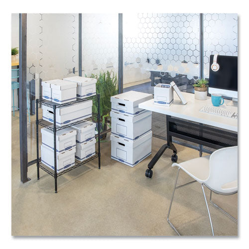 Image of Bankers Box® 4662401 Organizer Storage Boxes, X-Large, 12.75" X 16.5" X 10.5", White/blue, 12/carton