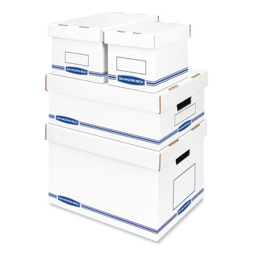 Image of Bankers Box® 4662401 Organizer Storage Boxes, X-Large, 12.75" X 16.5" X 10.5", White/blue, 12/carton