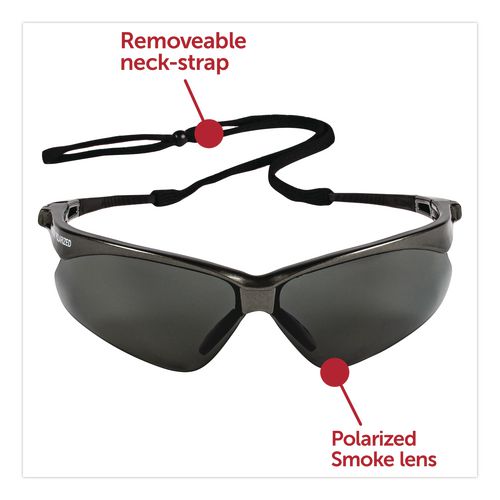 Image of KleenGuard KCC28635 Nemesis Safety Glasses, Gunmetal Half Frame, Smoke Dual Lens, 12/Box