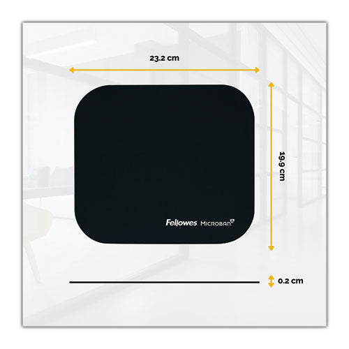 Image of Fellowes® 5933901 Mouse Pad with Microban Protection, 9 x 8, Black