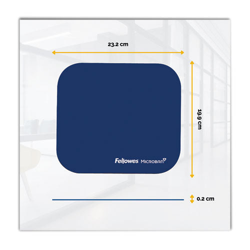 Image of Fellowes® 5933801 Mouse Pad with Microban Protection, 9 x 8, Navy