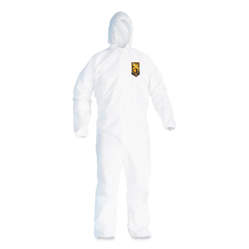 Image of KleenGuard KCC49112 A20 Breathable Particle Protection Coveralls, Elastic Back, Hood, Medium, White, 24/carton