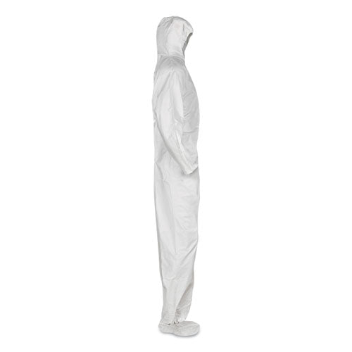 Image of KleenGuard KCC49127 A20 Breathable Particle Protection Coveralls, Elastic Back, Hood and Boots, 4X-Large, White, 20/Carton