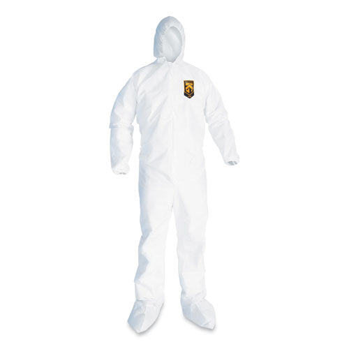 Image of KleenGuard KCC49127 A20 Breathable Particle Protection Coveralls, Elastic Back, Hood and Boots, 4X-Large, White, 20/Carton