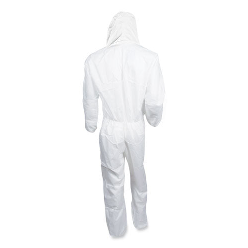 Image of KleenGuard KCC49112 A20 Breathable Particle Protection Coveralls, Elastic Back, Hood, Medium, White, 24/carton