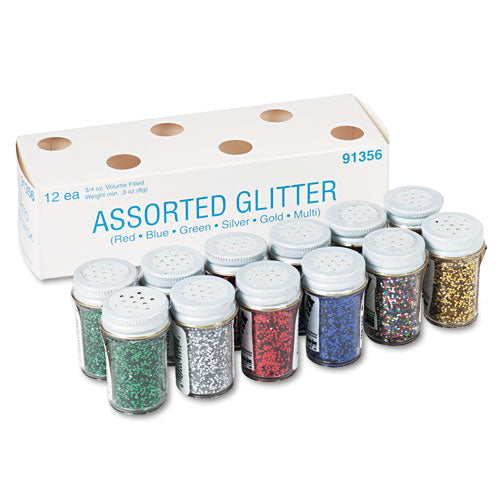 Image of Pacon® P0091356 Spectra Glitter, 0.04 Hexagon Crystals, Assorted, 0.75 Oz Shaker-Top Jar, 12/pack