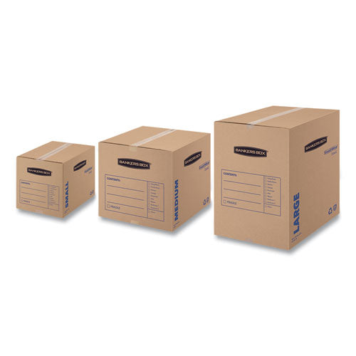 Image of Bankers Box® 7713901 SmoothMove Basic Moving Boxes, Regular Slotted Container (RSC), Medium, 18" x 18" x 16", Brown/Blue, 20/Bundle