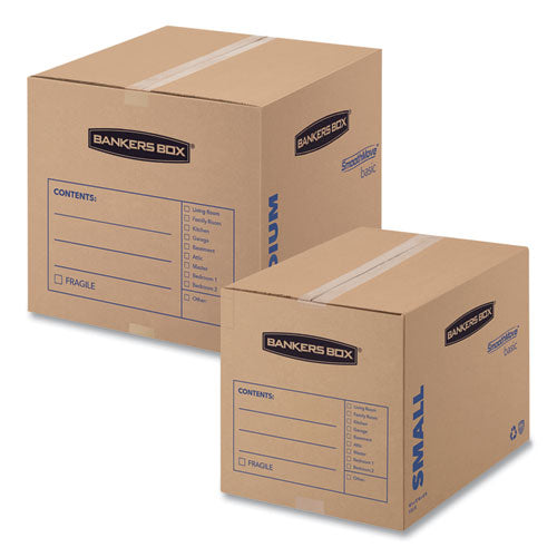 Image of Bankers Box® 7713901 SmoothMove Basic Moving Boxes, Regular Slotted Container (RSC), Medium, 18" x 18" x 16", Brown/Blue, 20/Bundle