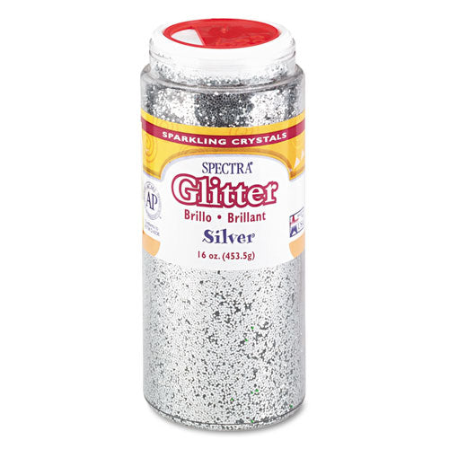 Image of Pacon® P0091710 Spectra Glitter, 0.04 Hexagon Crystals, Silver, 16 Oz Shaker-Top Jar