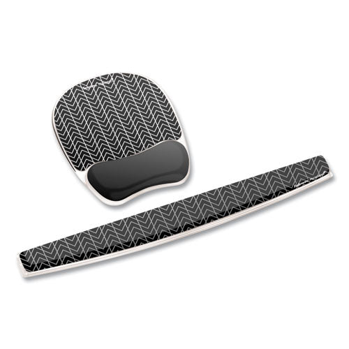 Image of Fellowes® 9549901 Photo Gel Mouse Pad with Wrist Rest with Microban Protection, 7.87 x 9.25, Chevron Design