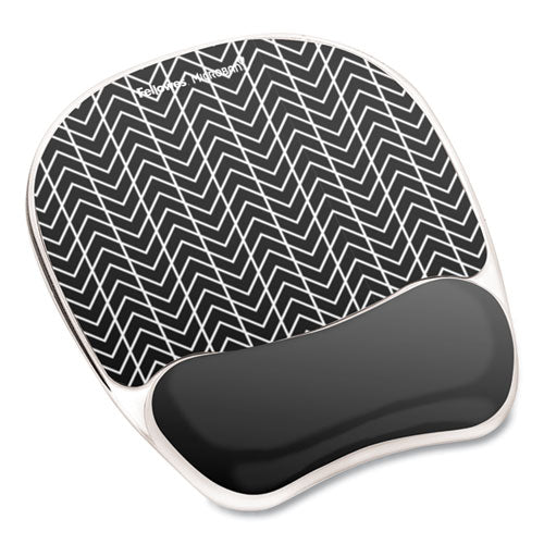 Image of Fellowes® 9549901 Photo Gel Mouse Pad with Wrist Rest with Microban Protection, 7.87 x 9.25, Chevron Design